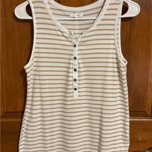Maurices L Women’s Striped Tank Top - White and Tan